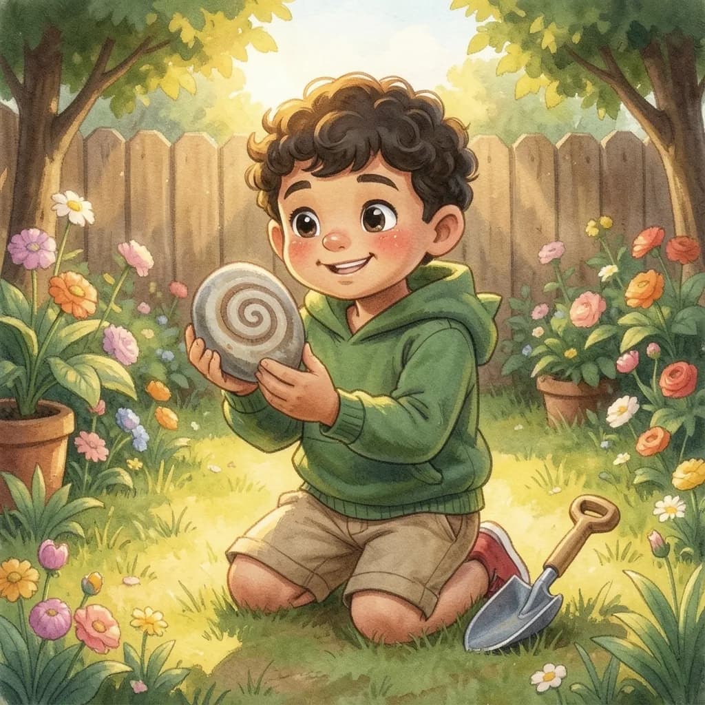 Page 1 illustration: Noah was digging in the garden when his little shovel hit something hard.