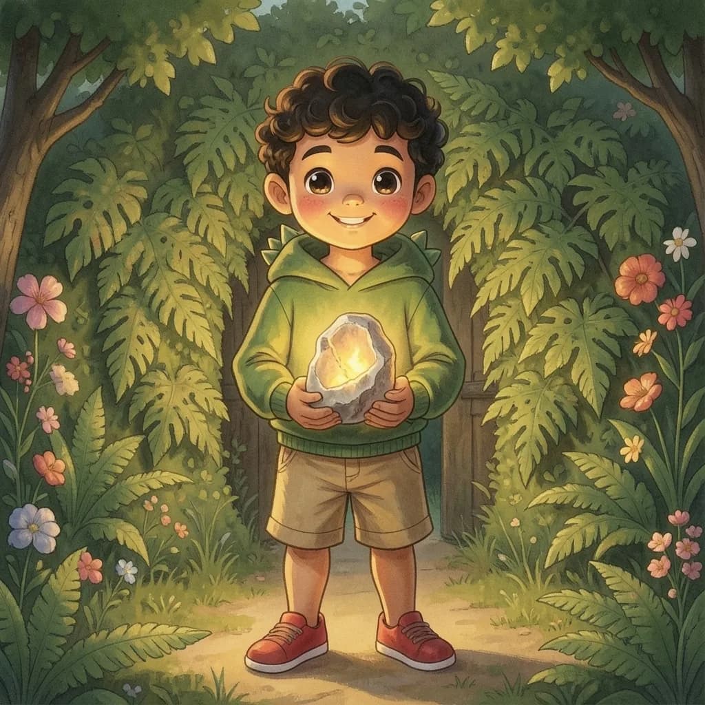 Page 2 illustration: The stone began to glow warm and green.