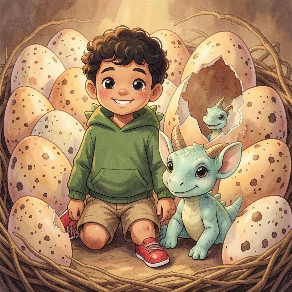 Page 7 illustration: Tiko led him to a nest of speckled eggs.