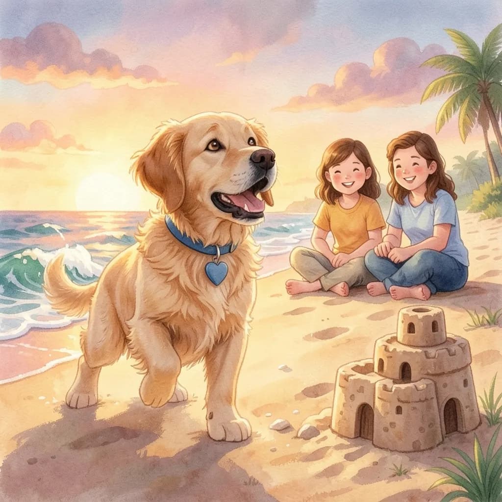 Page 3 illustration: In summer they went to the seaside.