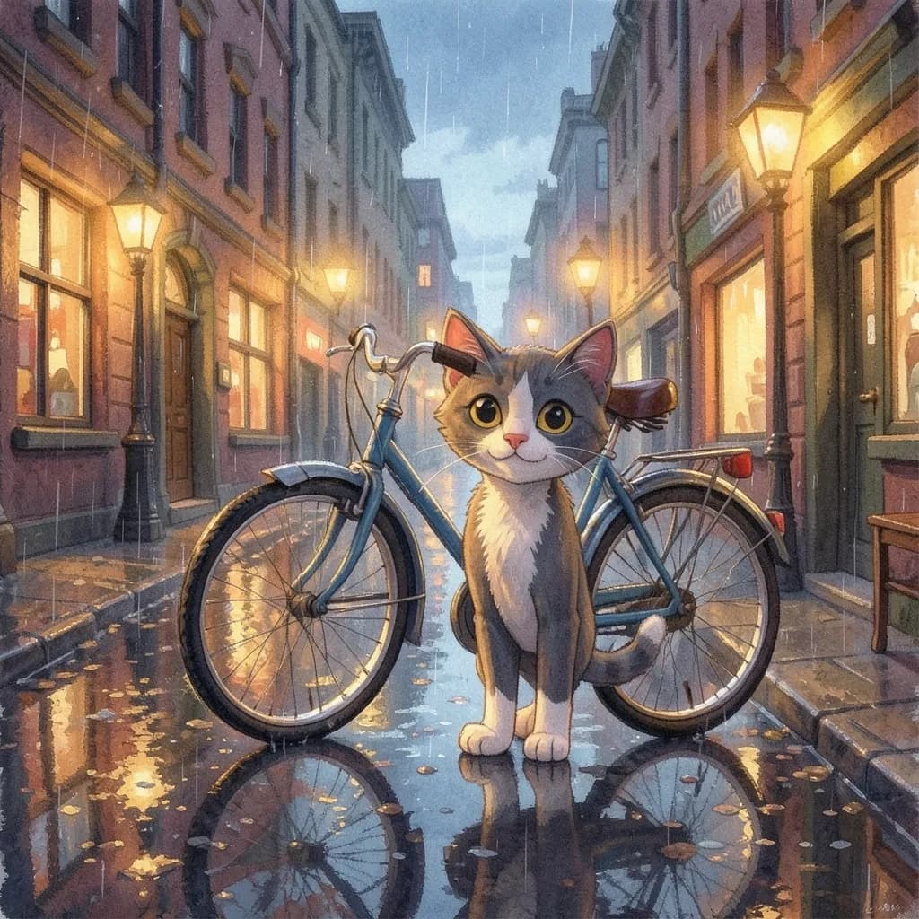Page 1 illustration: The rain had been falling all day.
