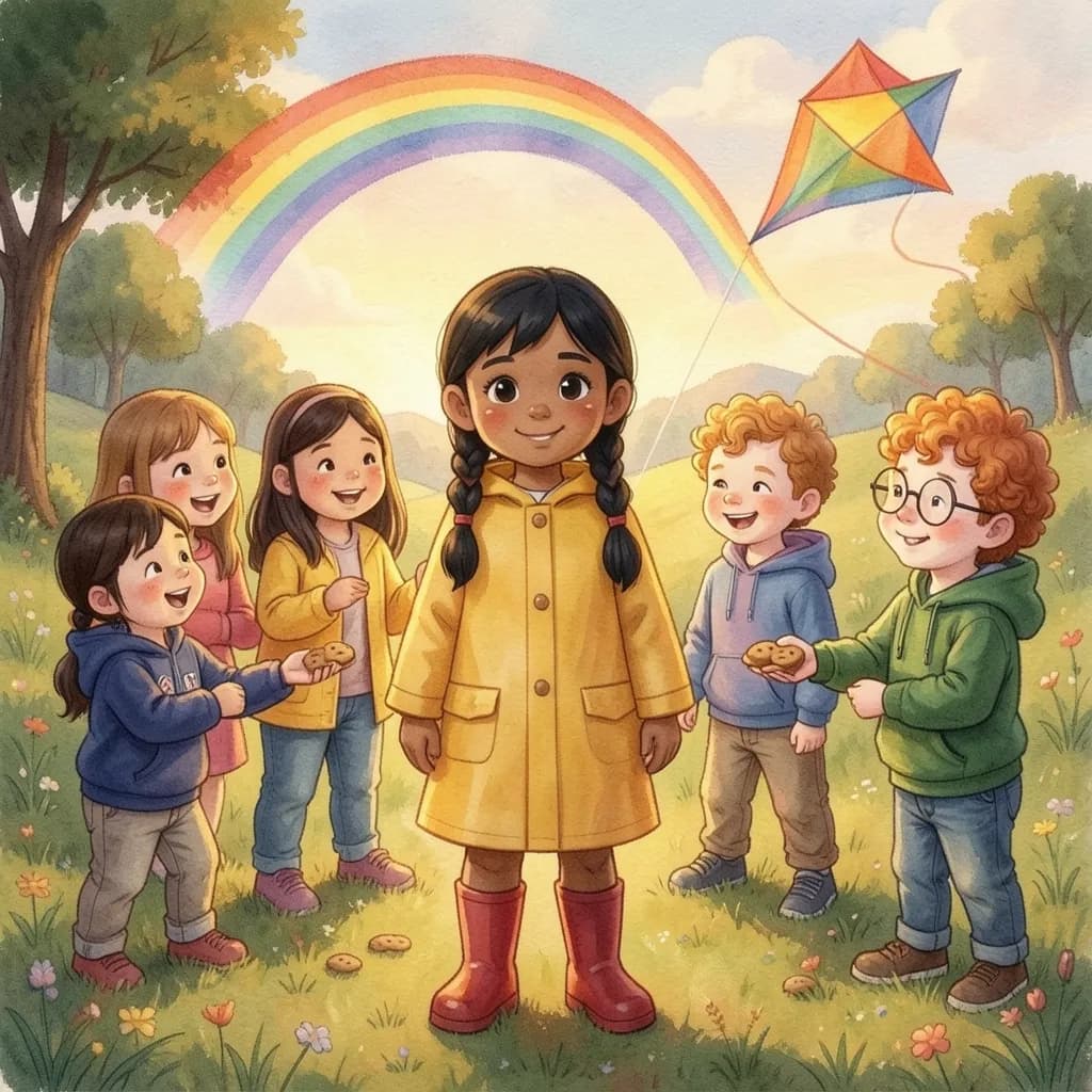 Page 7 illustration: Then the other children on the hill came over too.