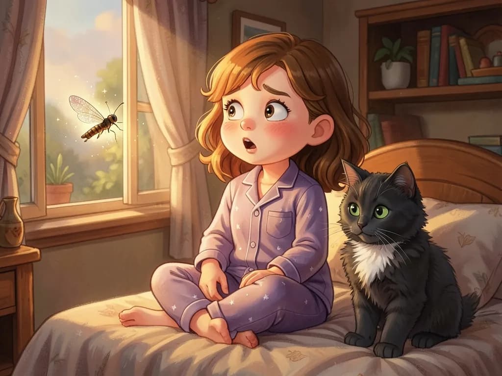 Page 2 illustration: Suddenly, a tiny light appeared at the window.